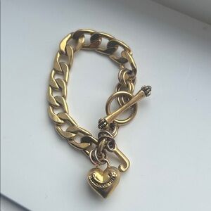 Juicy Couture Gold Tone Heart Charm Toggle Bracelet